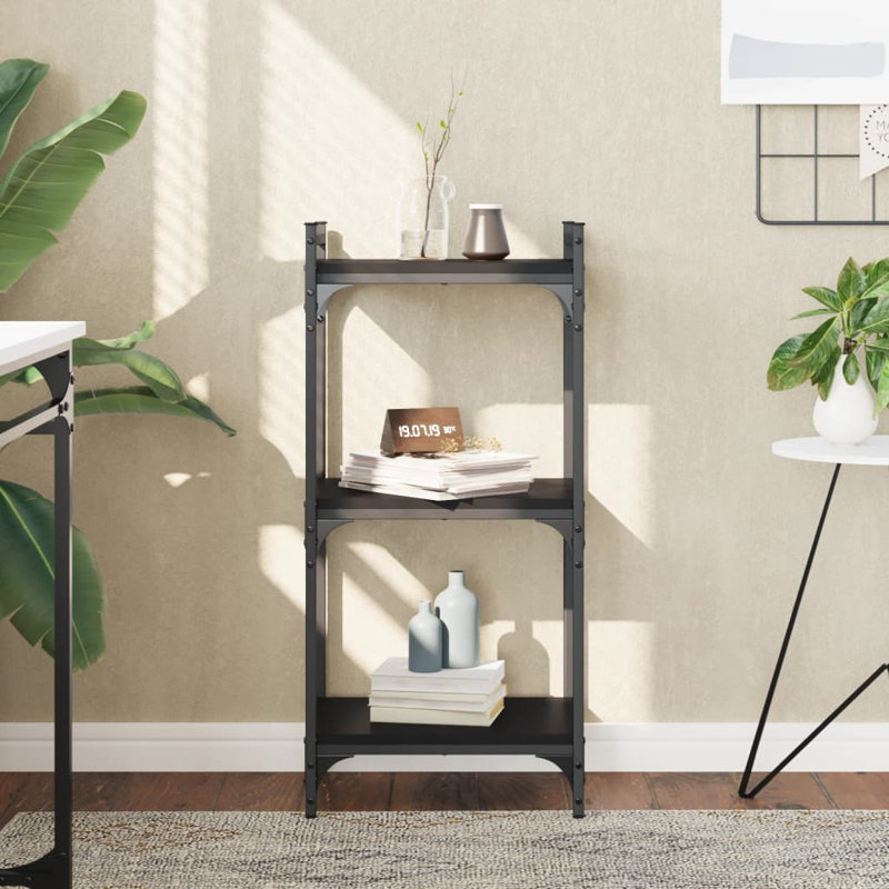 Aaleigha 86cm H x 30cm W Metal Standard Bookcase, Black, 86cm H x 30cm W x 40cm D