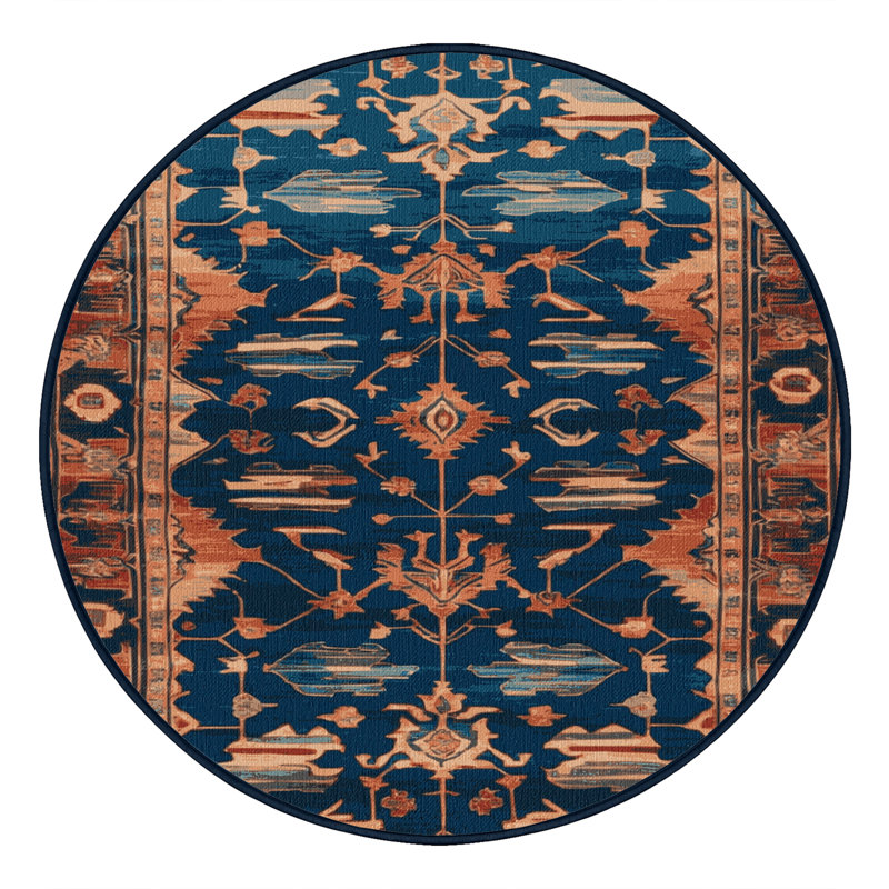 Machine Washable Persian Gray Area Rug, Round 6'
