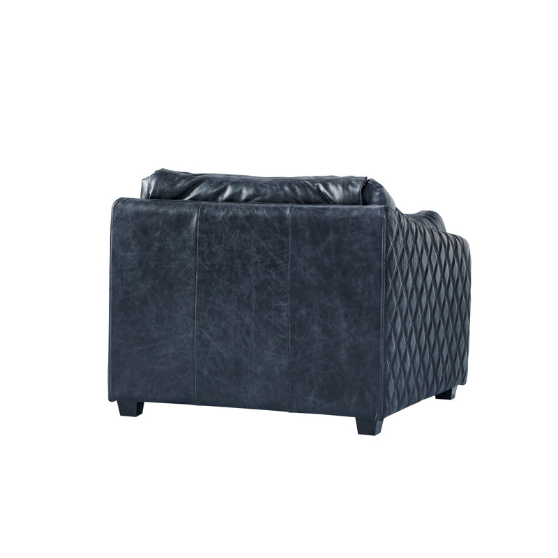Chaise avec accoudoirs Waco, Cuir véritable ardoise