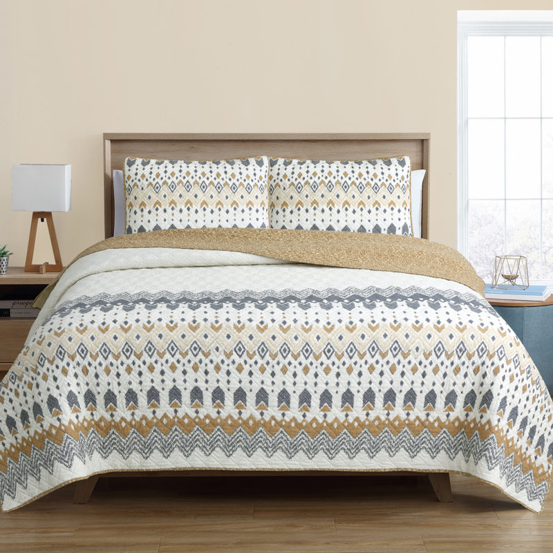 Nordic Twin Reversible Microfiber Quilt Set with Shams