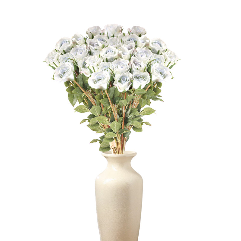 12PCS Artificial Silk Flowers Realistic Roses, Blue