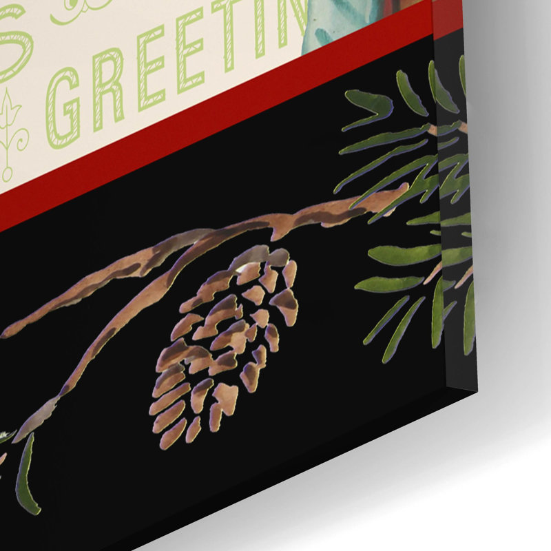 «Chickadee Holiday 4» par Jean Plout, art mural en verre acrylique, 12 po x 12 po, 12 po x 12 po