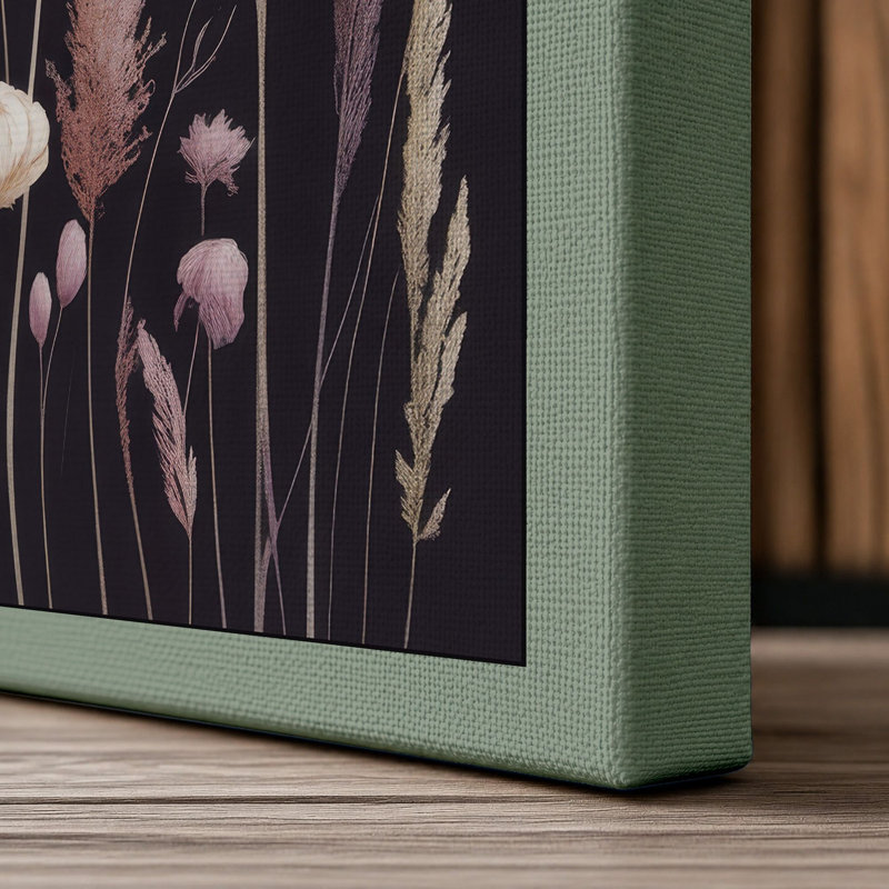 Dried Wildflowers Study Botanical - Wrapped Canvas, 36x24 - 91.4 x 61.0 cm, Sage Border