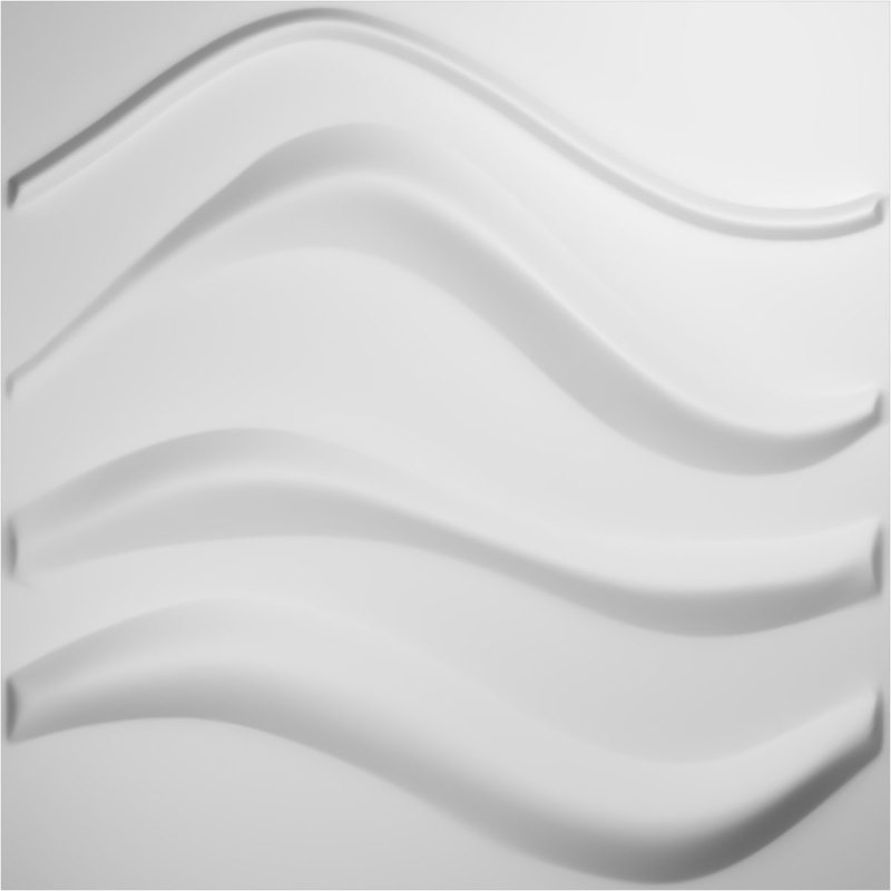 White PVC Wave 3D Decorative Wall Panel 19 5/8" x 19 5/8"