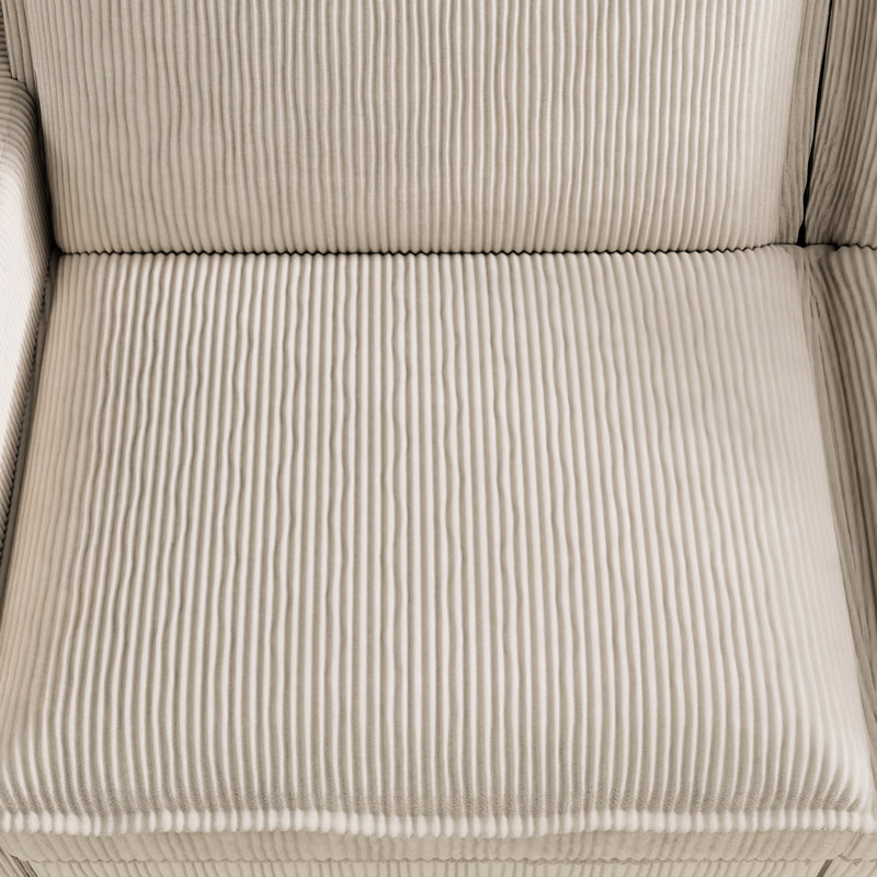 Canapé modulaire beige avec velours côtelé respirant haut de gamme et repose-pieds amovible