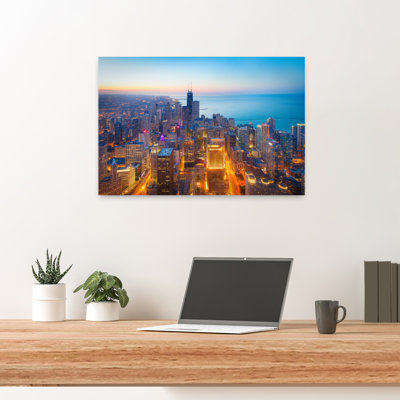 The Magnificent Mile Abstract Contemporary Architecture City Wall Art by Michael Zheng - Wrapped Canvas Print