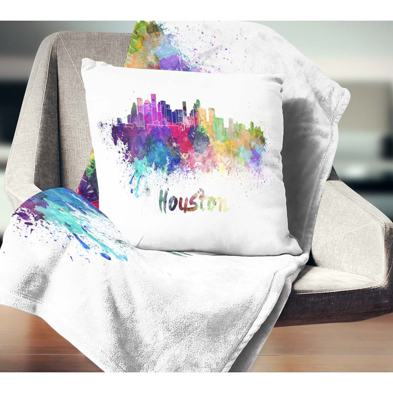 Coussin décoratif Houston Cityline, 16 po x 1 po, Carré