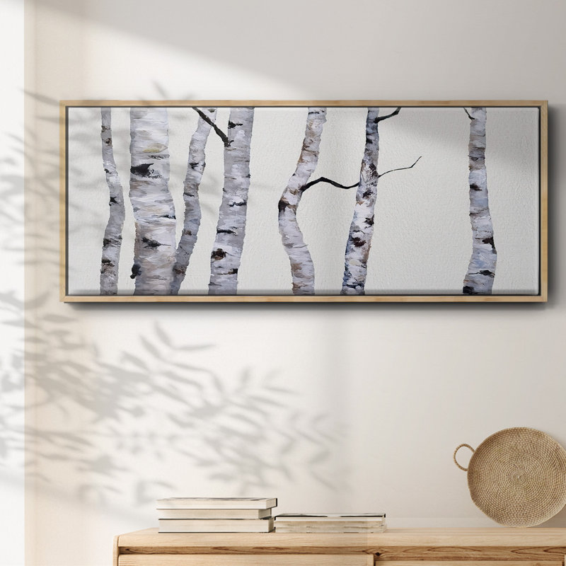 Birch Trees I- Framed Canvas, 12" H x 30" W