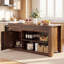Îlot de cuisine 70,87 pouces avec 3 tiroirs, armoire et tablettes ouvertes, finition grain de bois rétro