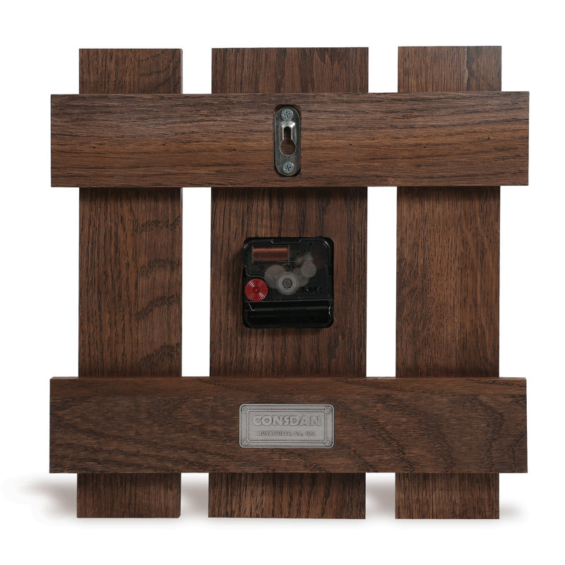 Walnut Square Rustic Oak Solid Wood Wall Clock