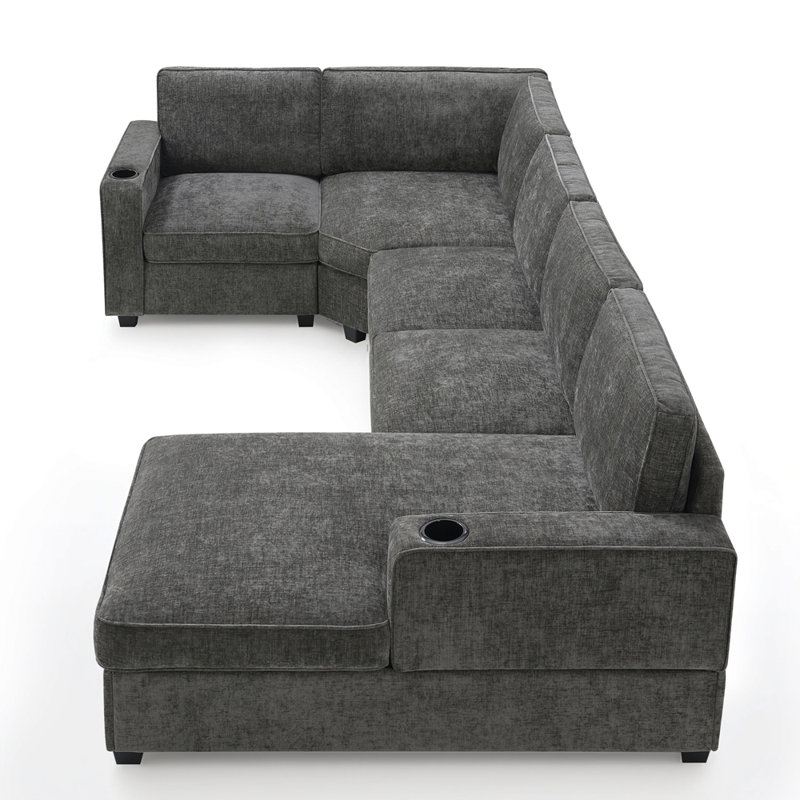 Canapé en U 117,5 po, Gris chenille