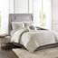 Housse de couette pour lit double / grand en coton 4 pièces - Shabby Chic, brodée avec médaillon et motif inversé, avec housse de couette, 2 taies décoratives 1 coussin décoratif, lavable à la machine réversible double / grand, coton, chic