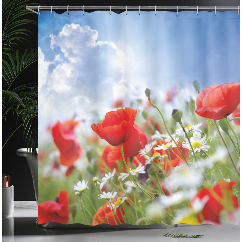 Shower Curtain with Hooks Included, 75"H x 69"W