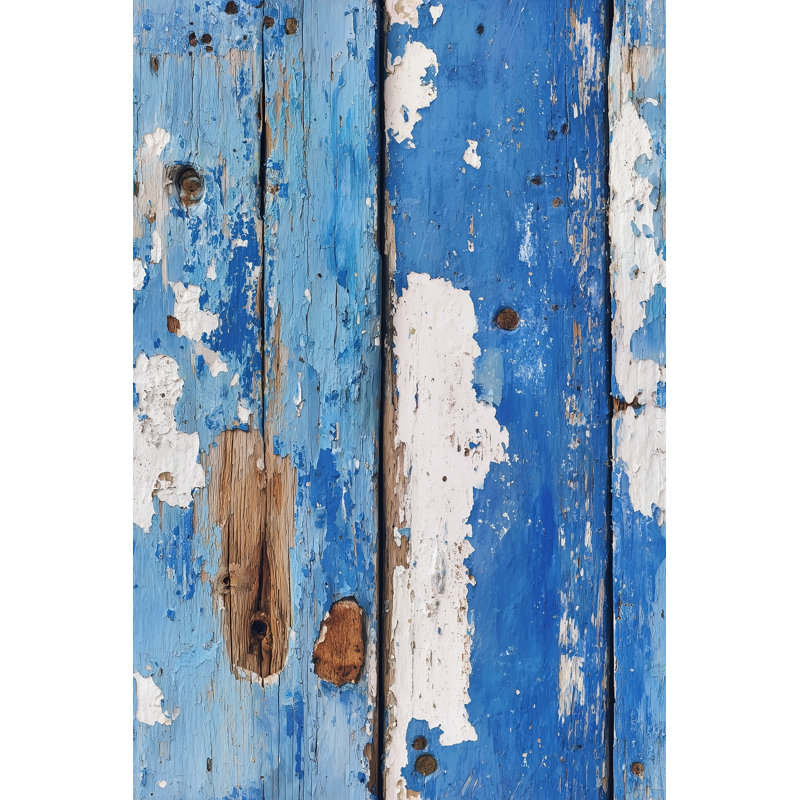 Papier peint effet bois vieilli, lames bleues, amovible, peinture écaillée, double rouleau, Peel and Stick