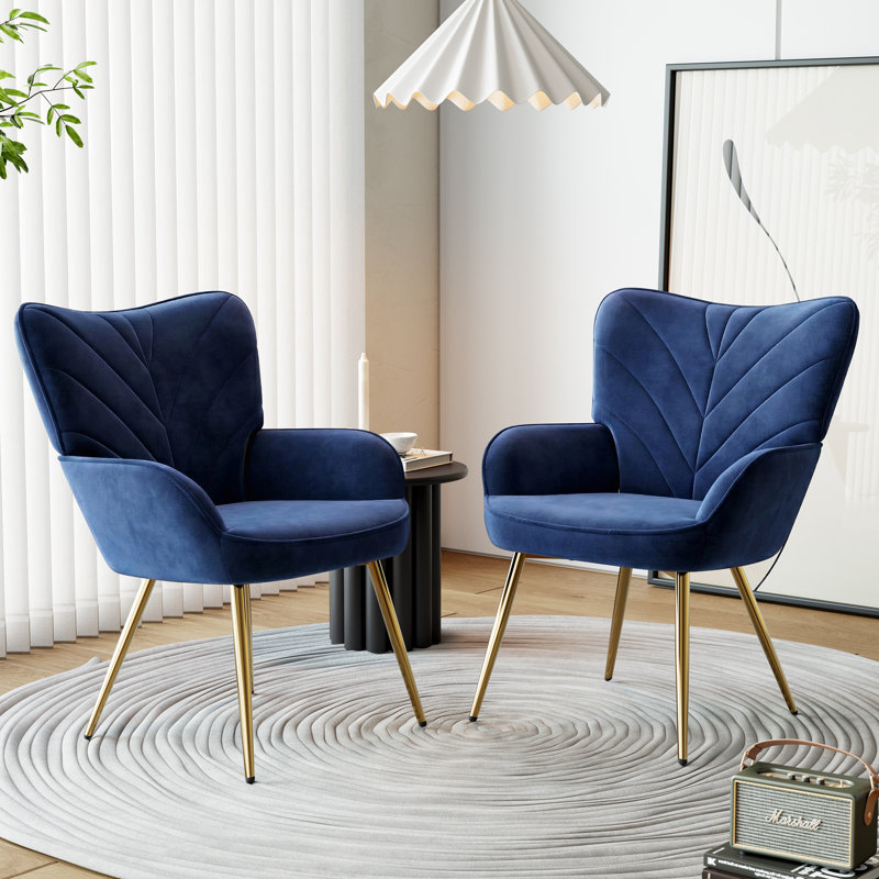 Fauteuil à oreilles Modern Velvet, Bleu