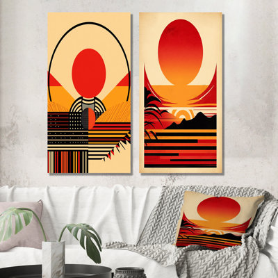 «Red Bold Sunset», 2 pièces sur toile