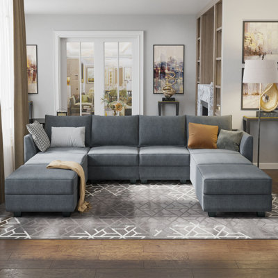 U shaped Sleeper Sectional Modular Sectional Sofa with Chaise