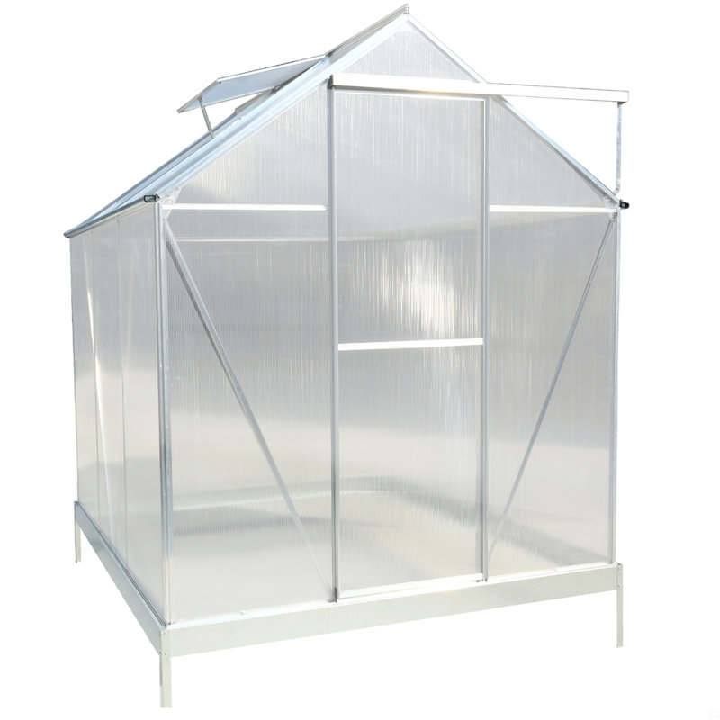 Polycarbonate Greenhouse, Heavy Duty Outdoor Aluminum Walk-In Green House Kit With Rain Gutter, Vent And Door