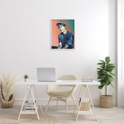 Justin Portrait with Hat Framed Giclee Art by Birch&Ink