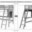 Lit mezzanine simple gris - configuration pratique d'un bureau et d'une étagère