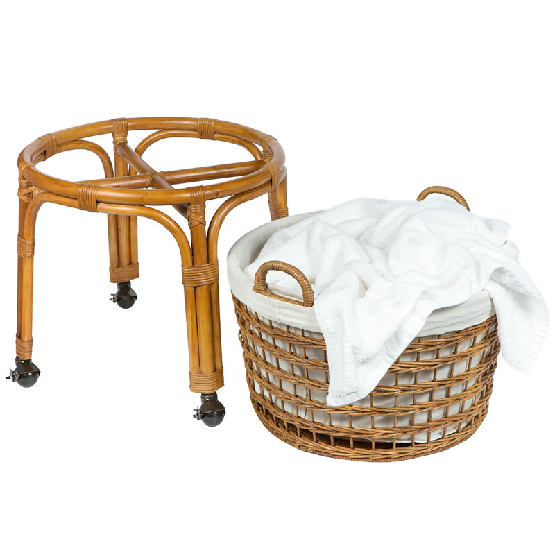 Wicker Rolling Laundry Basket with Handles, Brown
