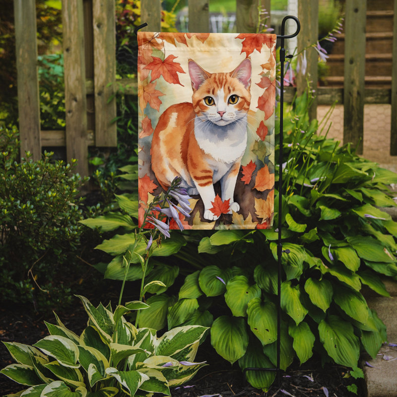 Chat en feuilles d'automne drapeau de jardin, Bobtail japonais