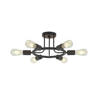 Plafonnier semi-encastré 6 lumières style industriel
