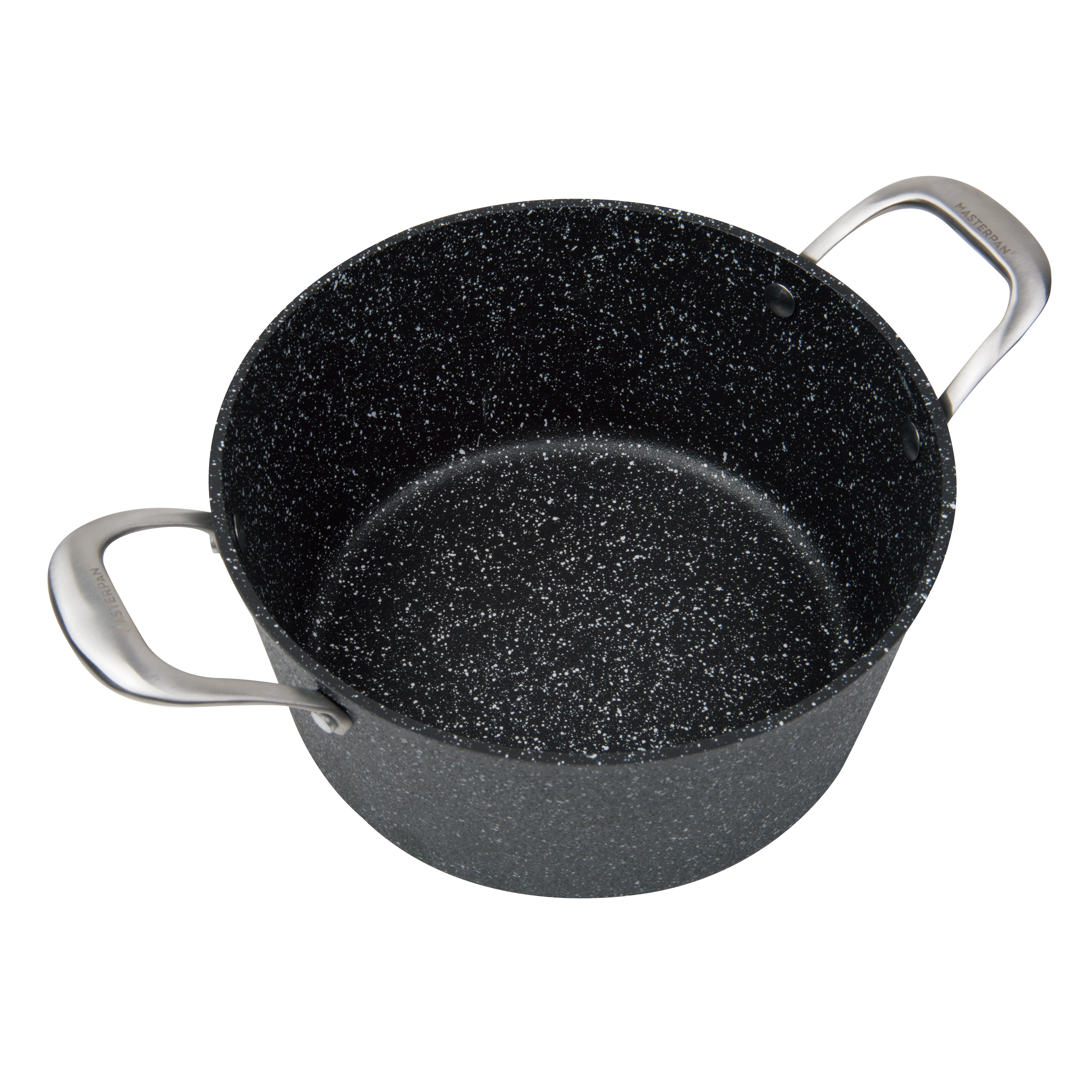 MasterPan Black Granite Ultra Non-Stick 7 in Cast Aluminum Sauce Pan with Glass Lid