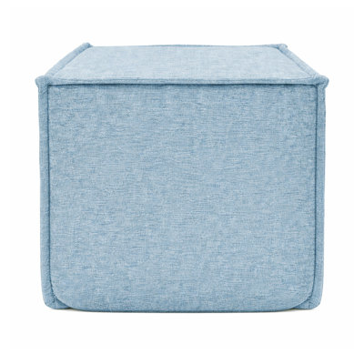 Hampton Square Pouf Ottoman - Slate Blue