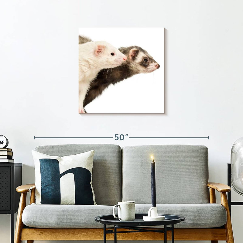 Crowle Two Curious Ferrets, 24" H x 24" W