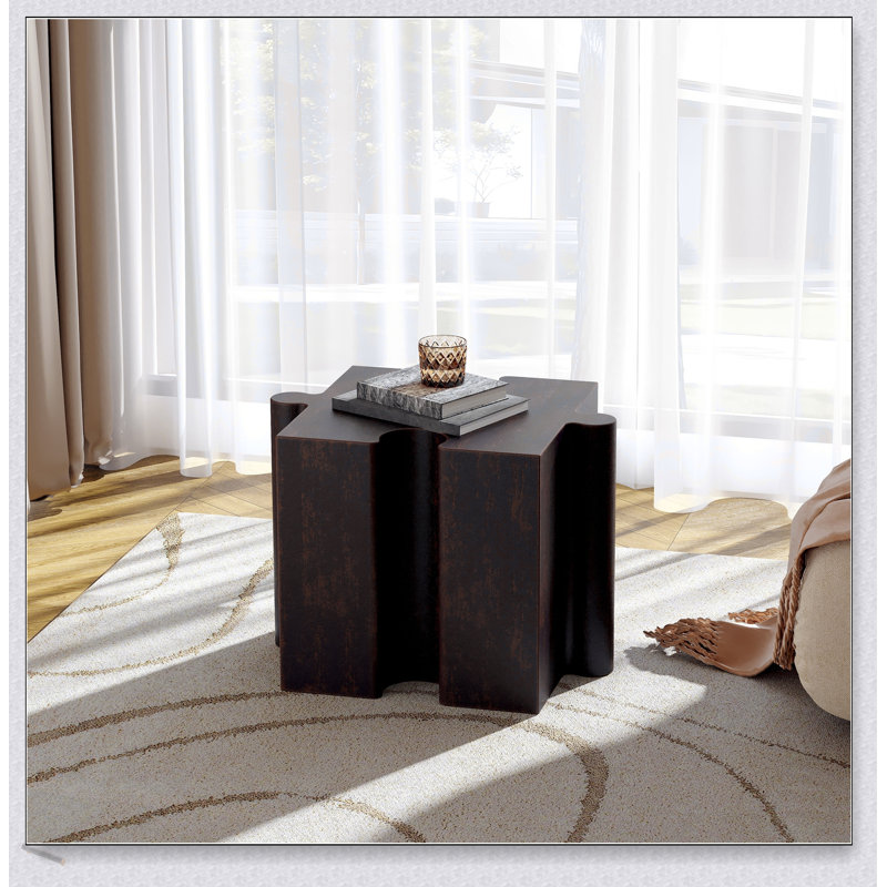Puzzle Art Side Table, Modular Concave Edge MGO Table - Buy Singles Or Combine For Custom Layouts, Indoor & Outdoor, Brown