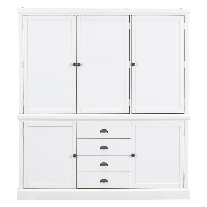 Freestanding Wooden Kitchen Pantry With Drawers, Cupboard, And Adjustable Shelves For Efficient Storage And Organization