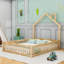 Wood Full Platform Bed With Safety Guardrails, House-Shaped Design-780201670
