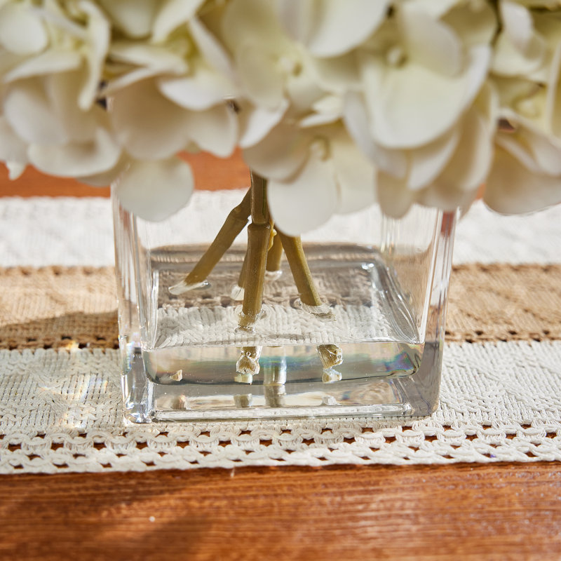 Fleurs d'hortensia artificielles dans un vase en verre 12in - arrangement de faux hortensias blancs avec 90 fleurs, véritable centre de table d'hortensia tactile pour la table de salle à manger, décoration de mariage intérieur