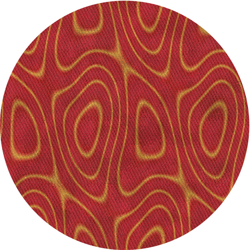 Tapis orange à motif géométrique Wolff, Rond 6 pi