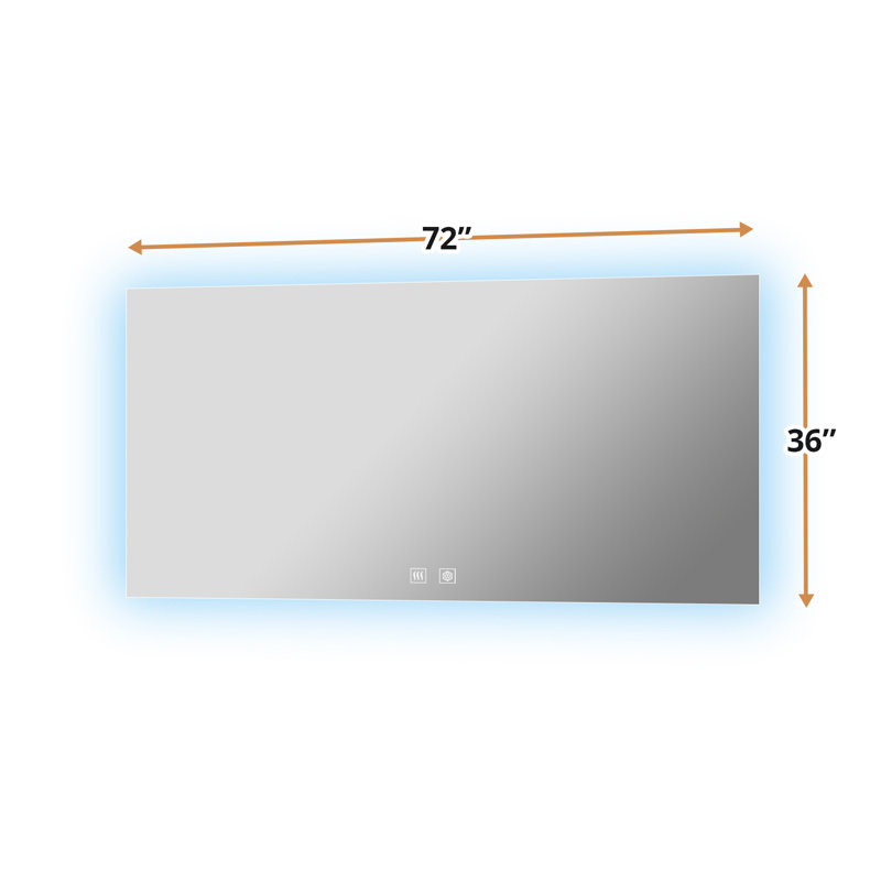 Miroir de salle de bain à DEL l 72 po x H 36 po Vellum, L 72 po x H 36 po