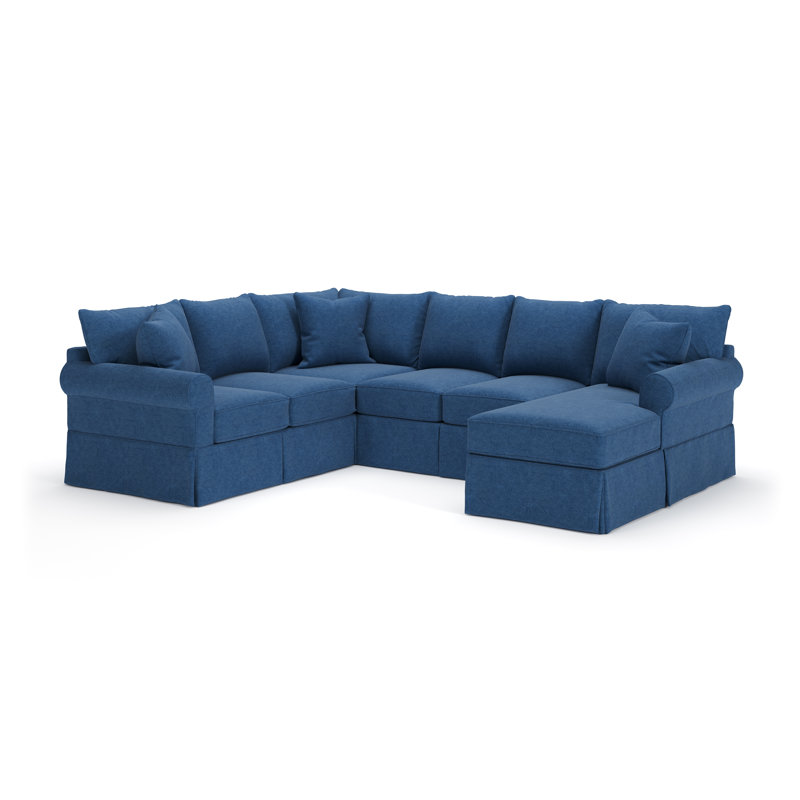 Canapé modulaire de trois articles avec housse Amari, Denim indigo classique, Orienté à droite
