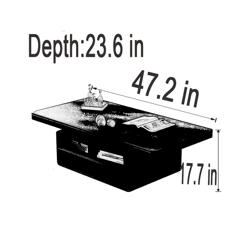 Luxury Black Coffee Table, 17.7" H x 47.2" L x 23.6" W