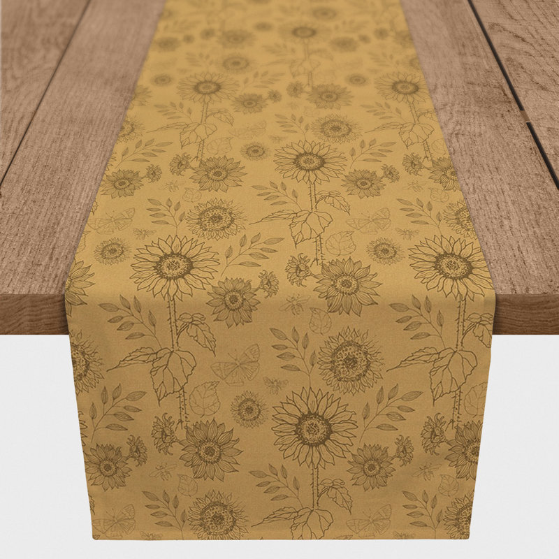 Rectangular Floral Table Runner, 72" x 16", Yellow