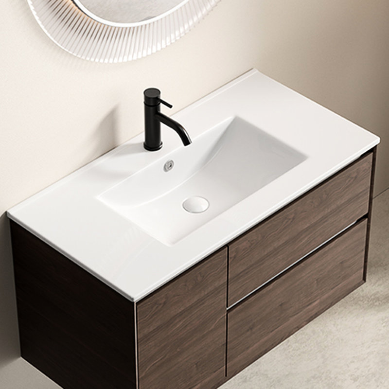 Lavabo vasque blanc brillant de 36 pouces pour salle de bain, fabriqué à partir de matériaux de haute qualité, lavabo de salle de bain en céramique cuit à température, blanc contemporain ovale, qui s'harmonise bien avec le décor