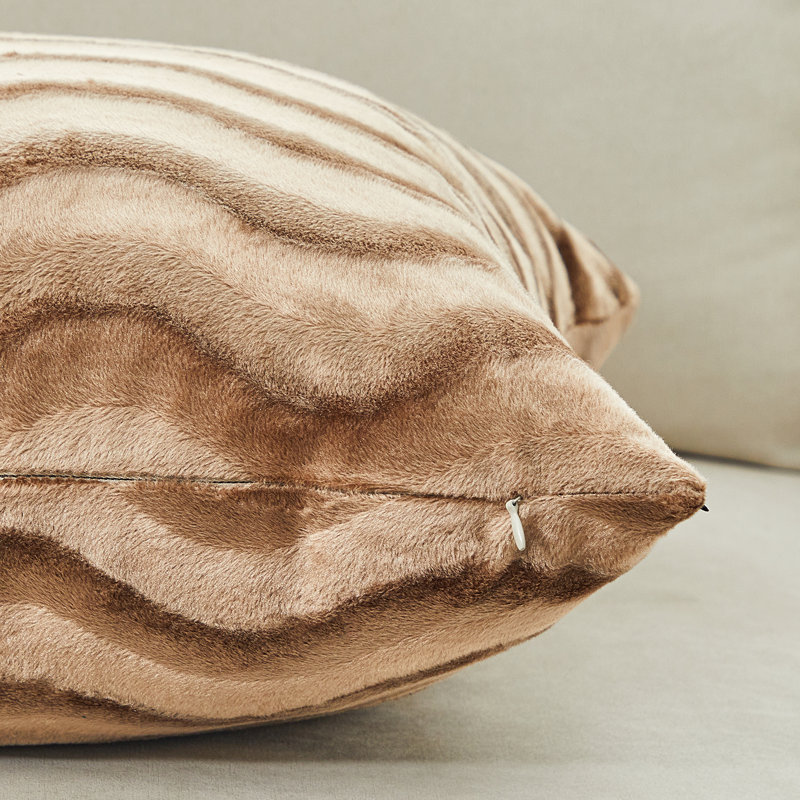 Velvet wave Velvet Floral Throw Pillow, Beige