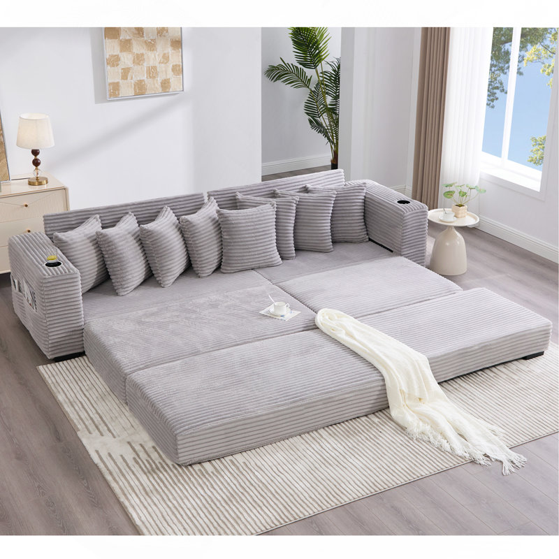 Canapé modulaire en L 110,75 po, Gris clair
