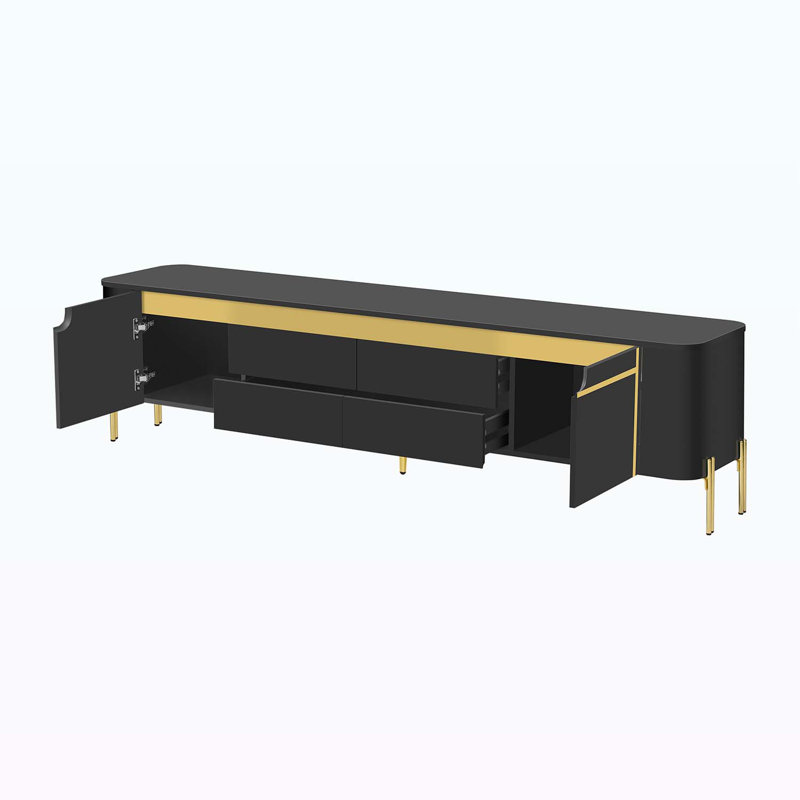 74.8'' Console Table for TVs up to 80 Inches, Black/Gold, Black