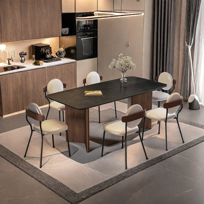 Retro Walnut Rock Table, Modern Luxe Dining