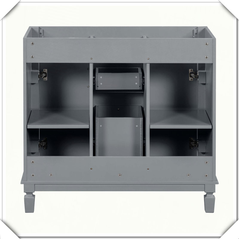 Meuble-lavabo moderne avec portes à fermeture en douceur et armoire à tiroirs sans évier supérieur, Gris