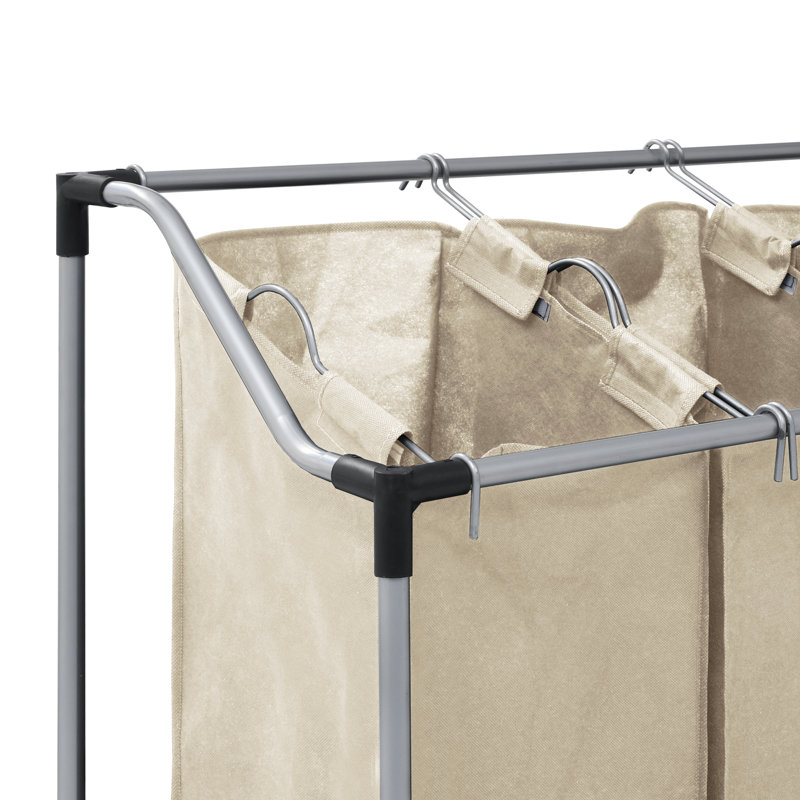 Plastic Rolling Laundry Sorter, Cream