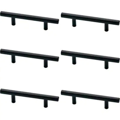 (Paquet de 6) Poignée barre 3 po noir mat