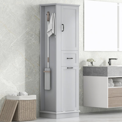 Tall Storage Cabinet with Tilt-Out Compartment, Adjustable Shelves, Soft-Close Hinges, Aluminum Alloy Handles