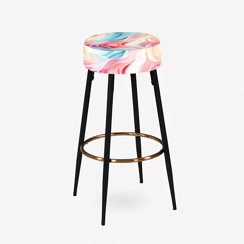 Ensemble de 2 tabourets de bar colorés à lignes courbes colorées Mirage