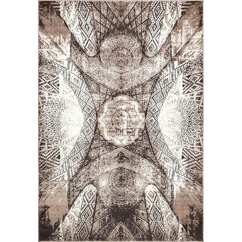 Tapis à motif oriental brun Ahron, Rectangle 5 pi x 8 pi